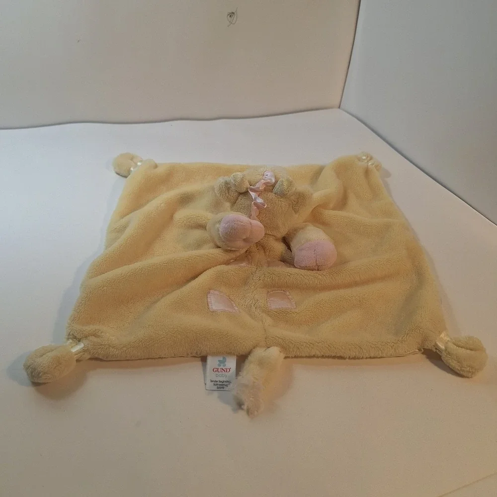 Gund Satineesnug Giraffe Security Blanket‎ Yellow Pink Satin 58999